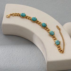 18k Gold Turquoise Stone Bracelet